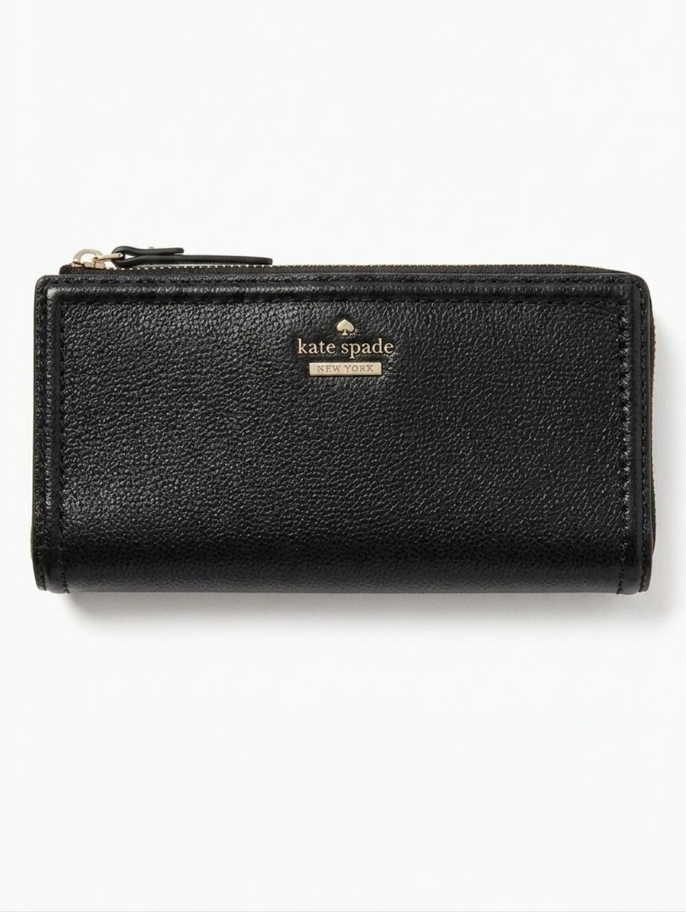 kate spade Black Leather Double Snap Triple Compartment Wallet
